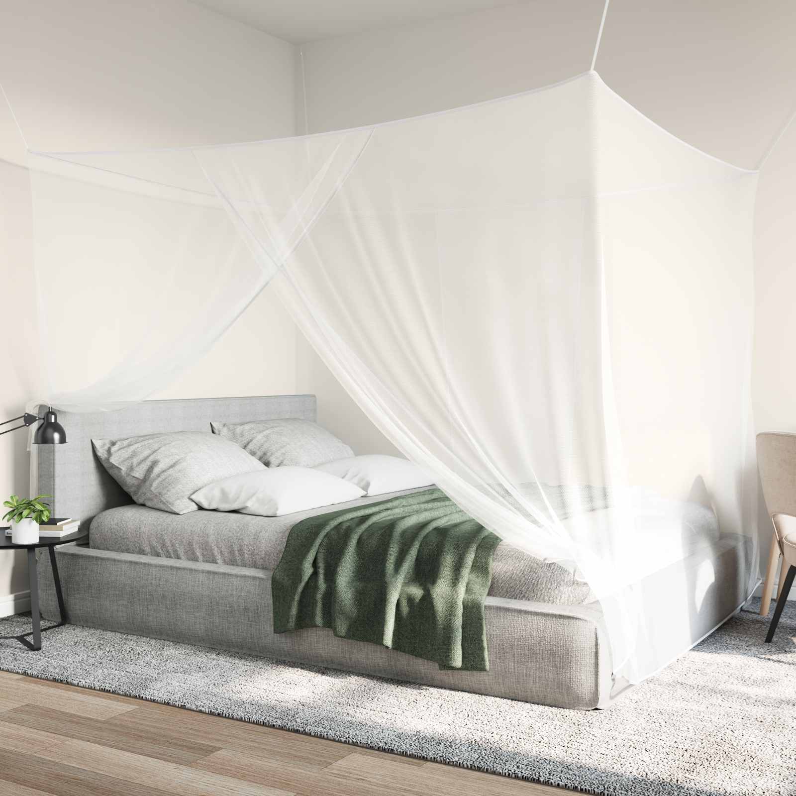 Muggennetje voor Bed 156 Gaas 3 pcs Wit Polyester