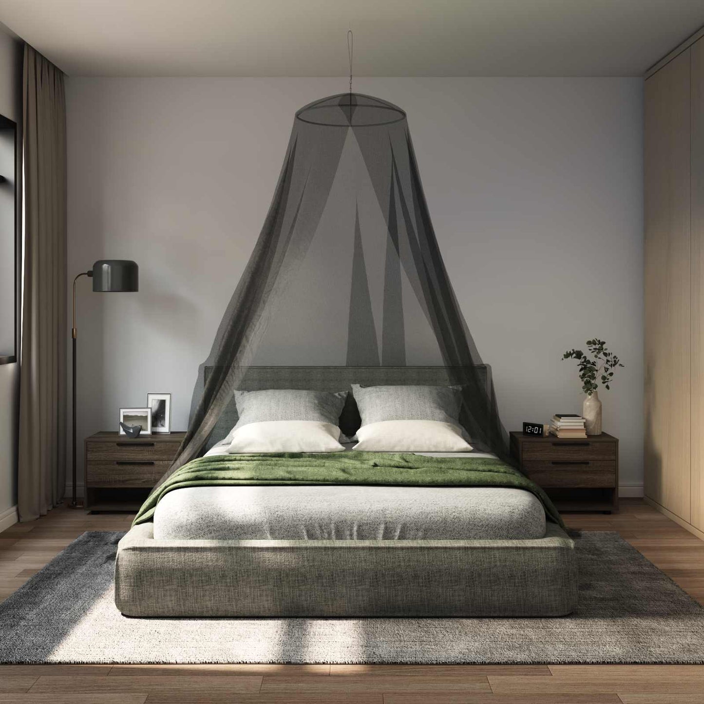 Muggennetje voor Bed 156 Gaas 156 gaas Zwart Ø56 x 220 cm