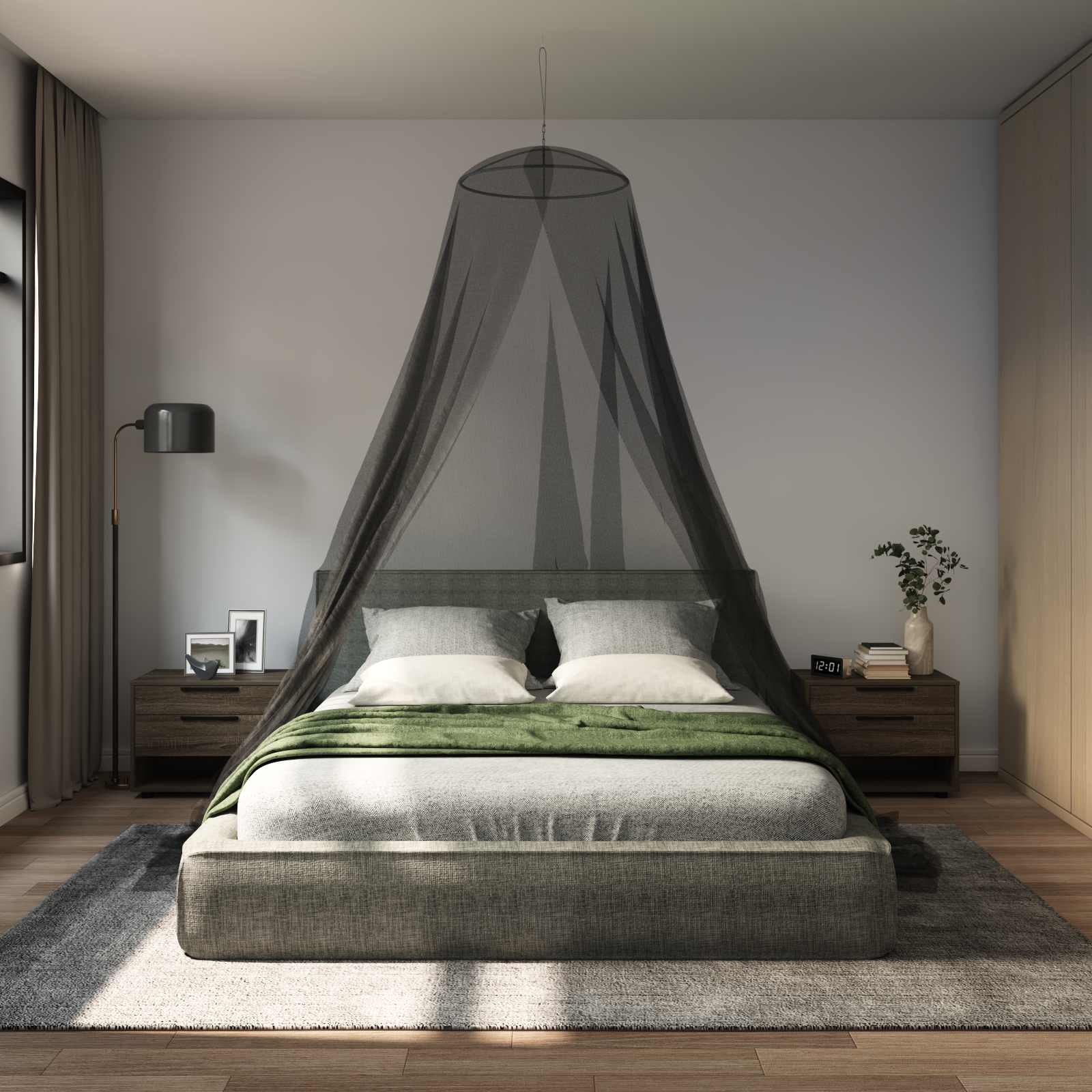 Muggennetje voor Bed 156 Gaas 156 gaas Zwart Ø56 x 220 cm