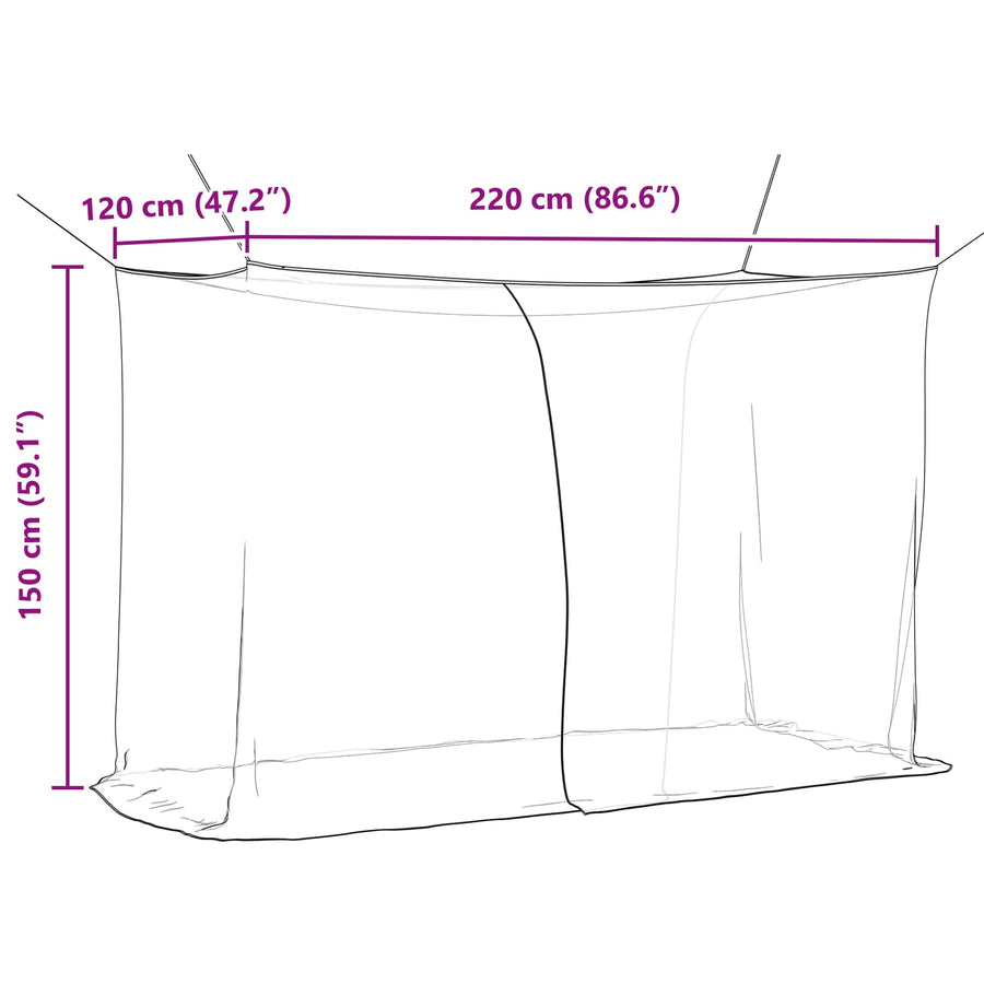 Muggennetje voor Bed 156 Gaas Zwart 220 x 120 x 150 cm