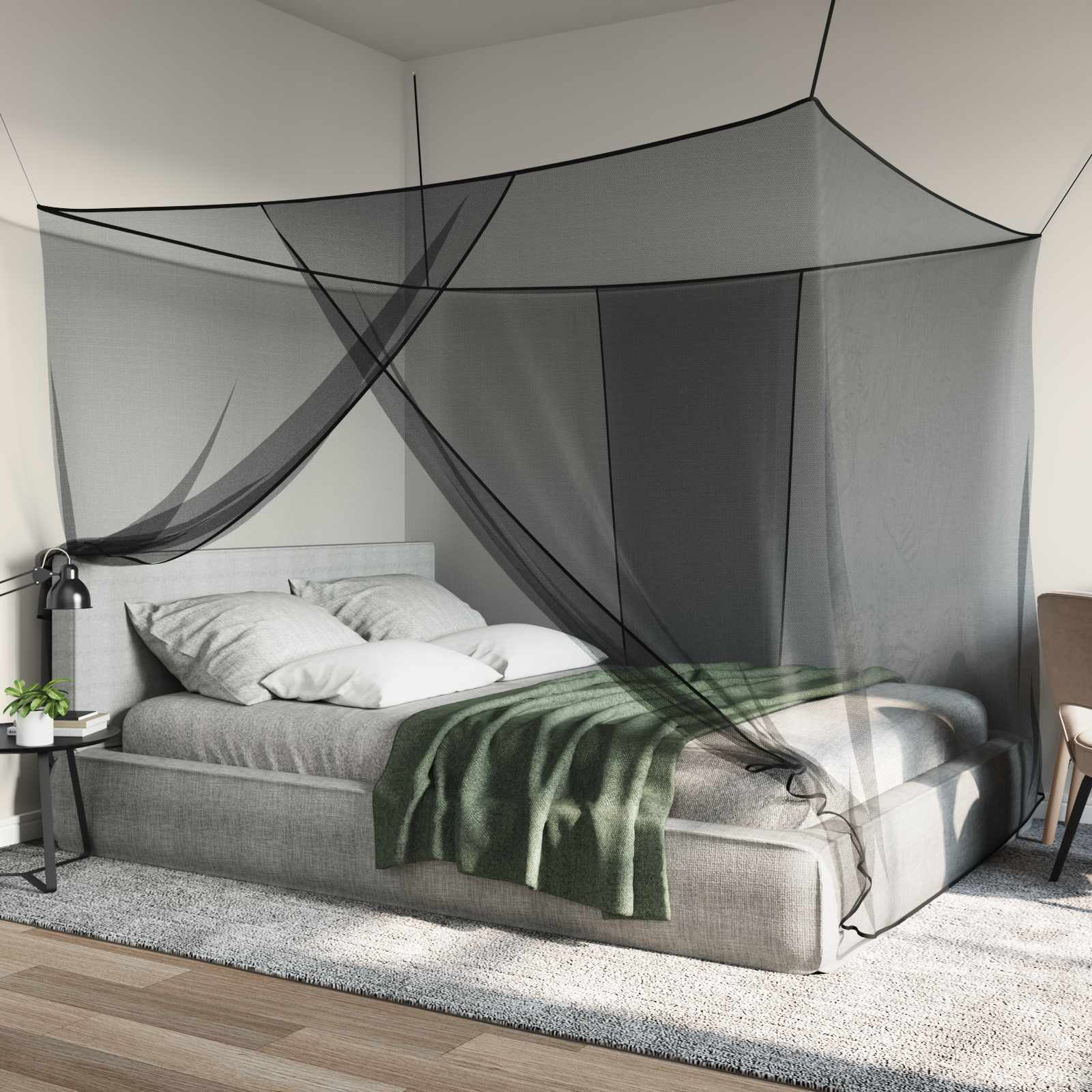 Muggennetje voor Bed 156 Gaas Zwart 220 x 200 x 210 cm