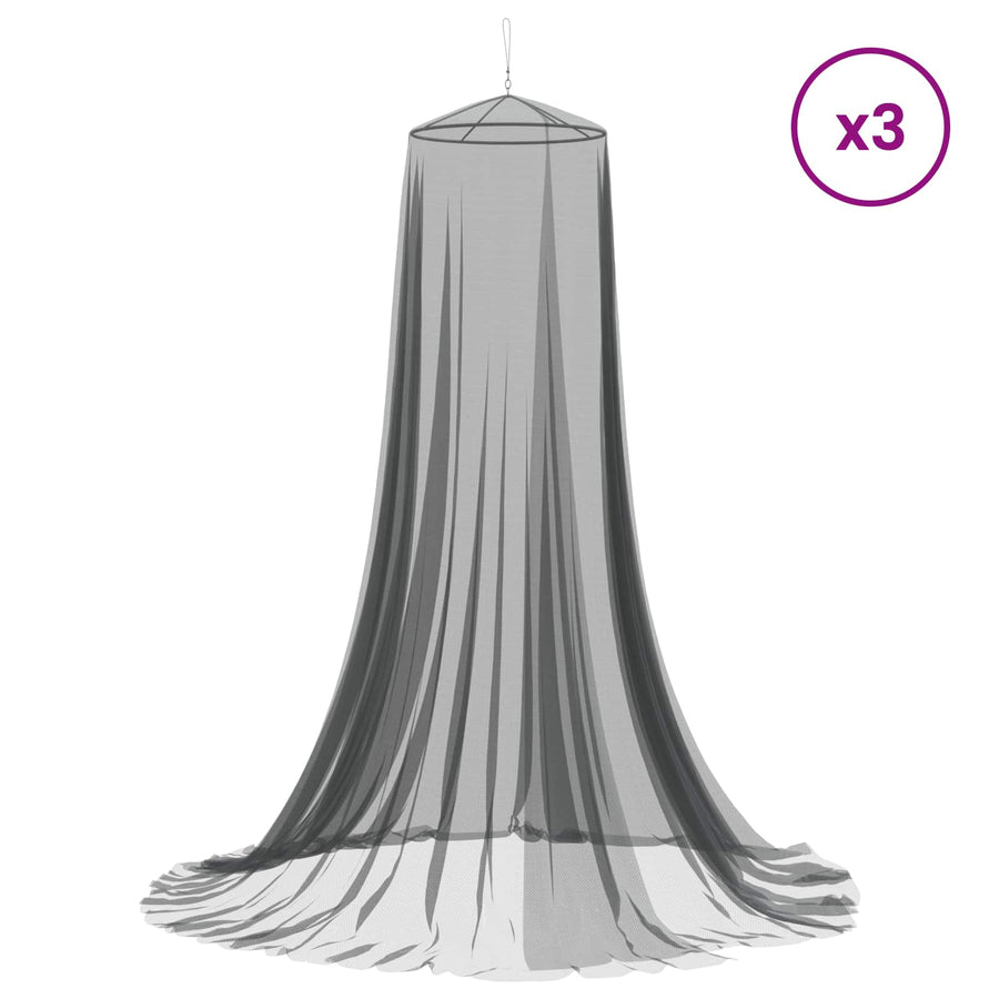 Muggennetje voor Bed 156 Gaas 3 pcs 156 gaas Zwart Ø56 x 220 cm