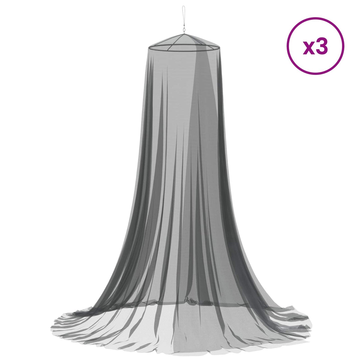 Muggennetje voor Bed 156 Gaas 3 pcs 156 gaas Zwart Ø56 x 220 cm