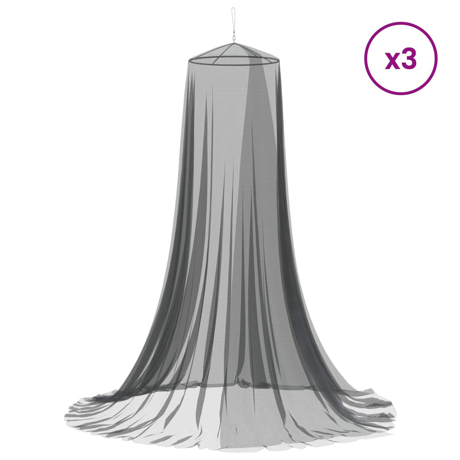 Muggennetje voor Bed 156 Gaas 3 pcs 156 gaas Zwart Ø56 x 220 cm
