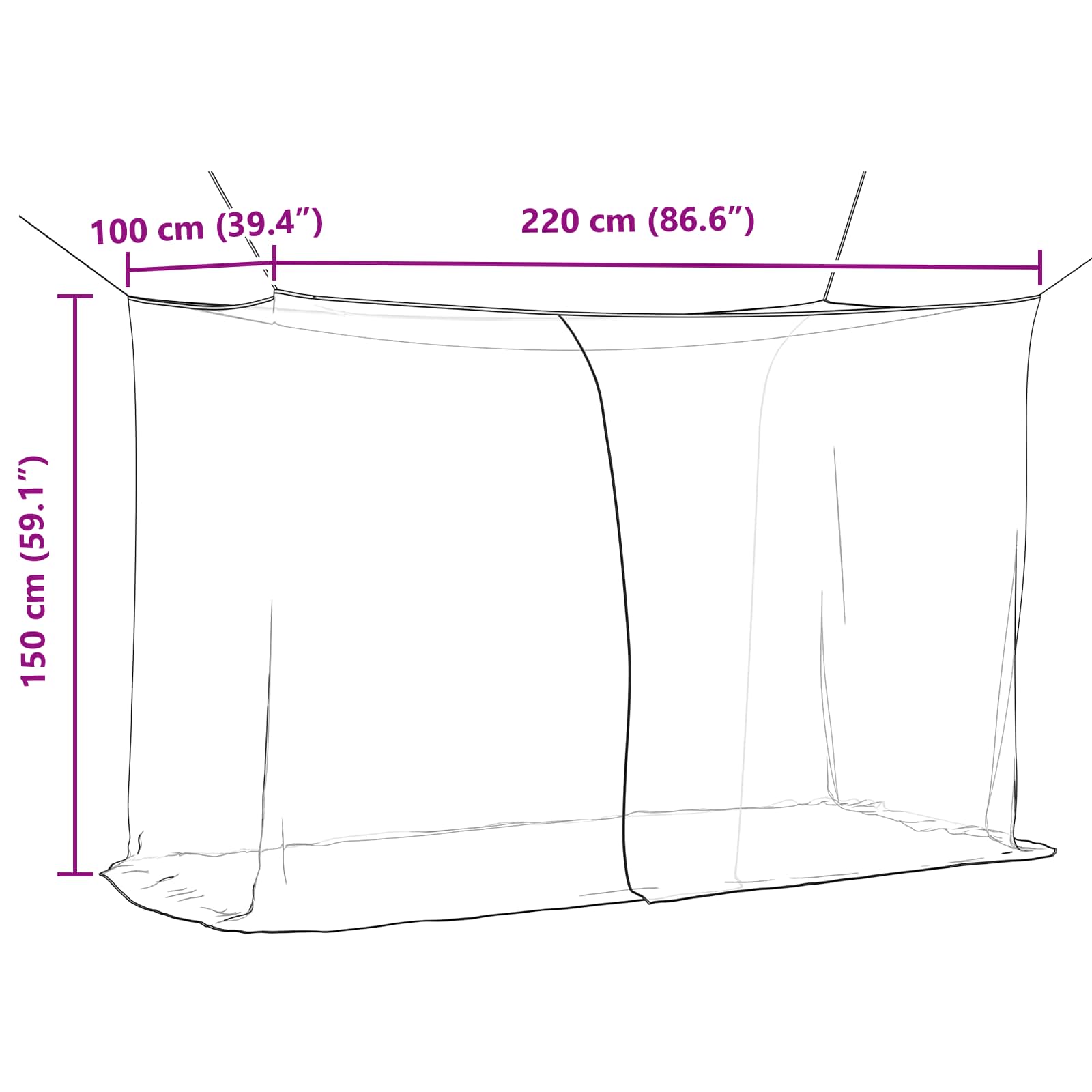 Muggennetje voor Bed 156 Gaas 3 pcs Zwart Polyester
