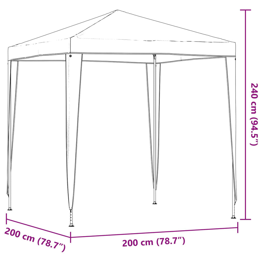 Partytent 200 x 200 x 240 cm Lichtgrijs PE en staal