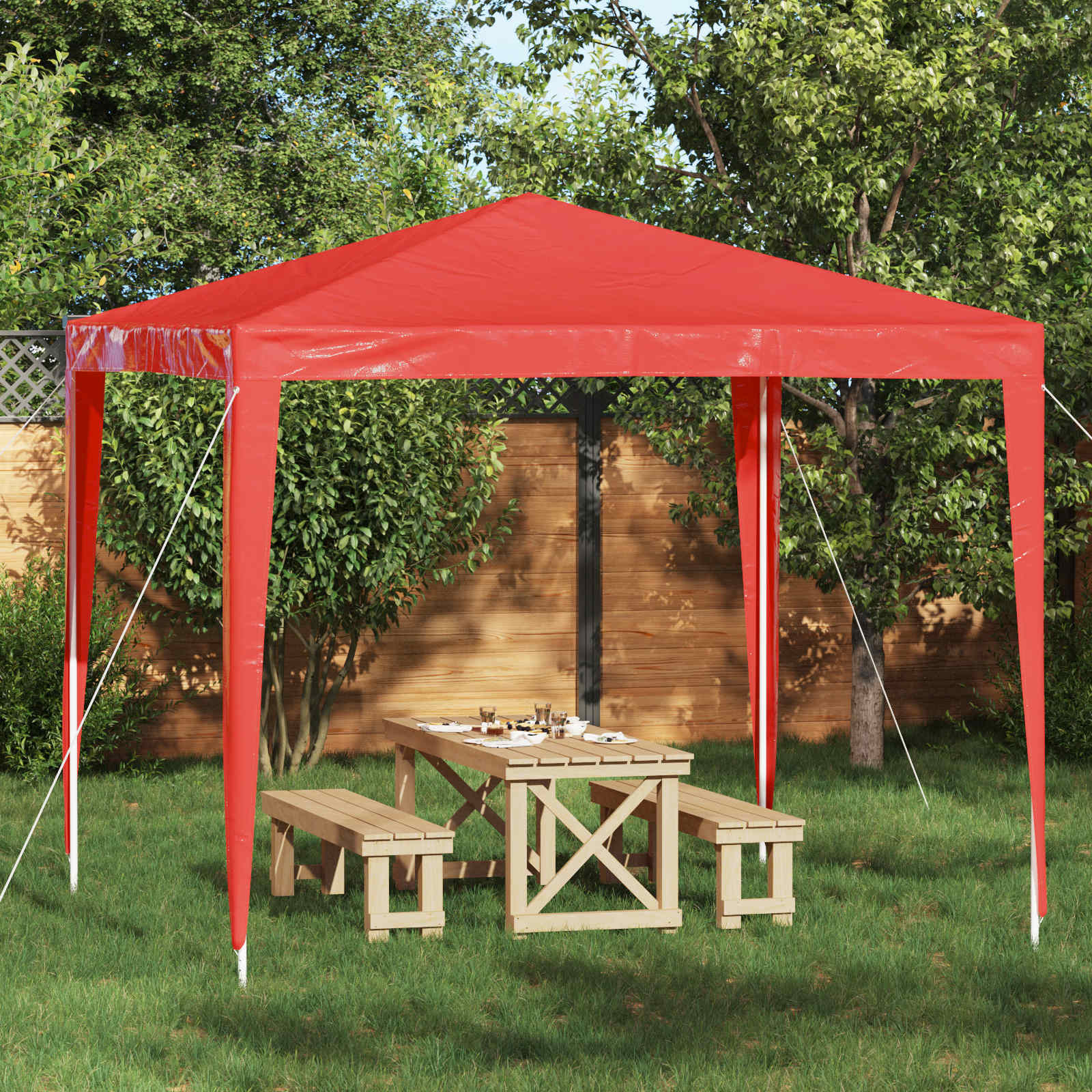 Partytent 250 x 250 x 240 cm Rood PE en staal