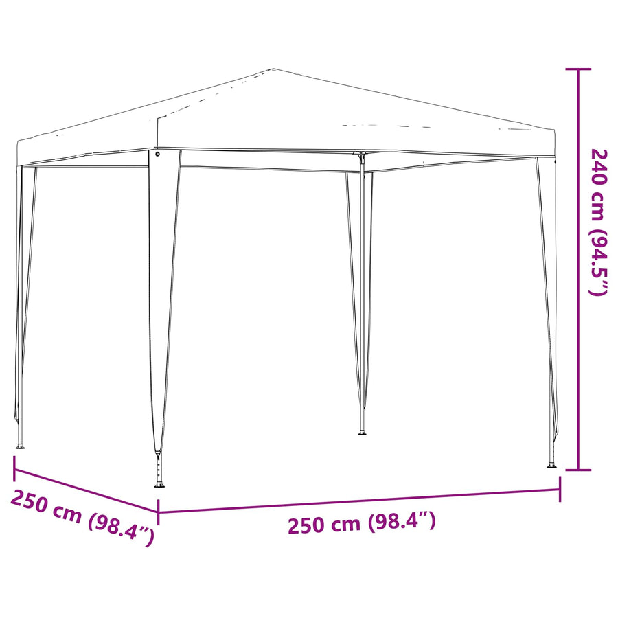 Partytent 250 x 250 x 240 cm Lichtgrijs PE en staal