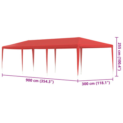 Partytent Rood 900 x 300 x 255 cm PE en staal