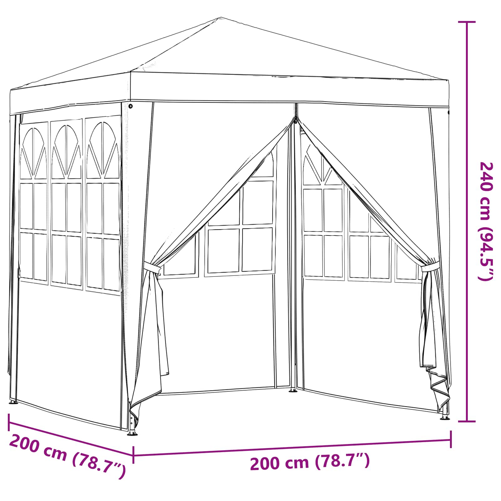 Partytent Rood 200 x 200 x 240 cm PE en staal