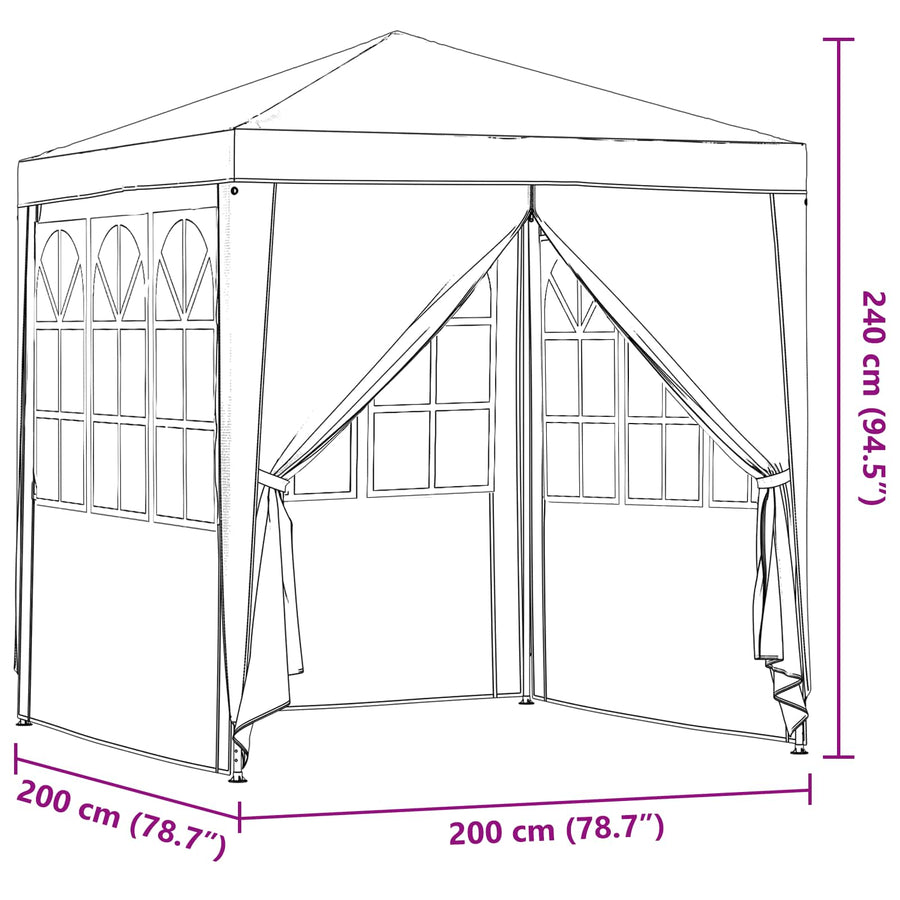 Partytent Rood 200 x 200 x 240 cm PE en staal