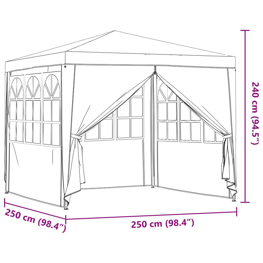 Partytent Lichtgrijs 250 x 250 x 240 cm PE en staal