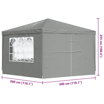 Partytent 300 x 300 x 255 cm Lichtgrijs PE en staal