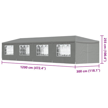 Partytent 1200 x 300 x 255 cm Lichtgrijs PE en staal