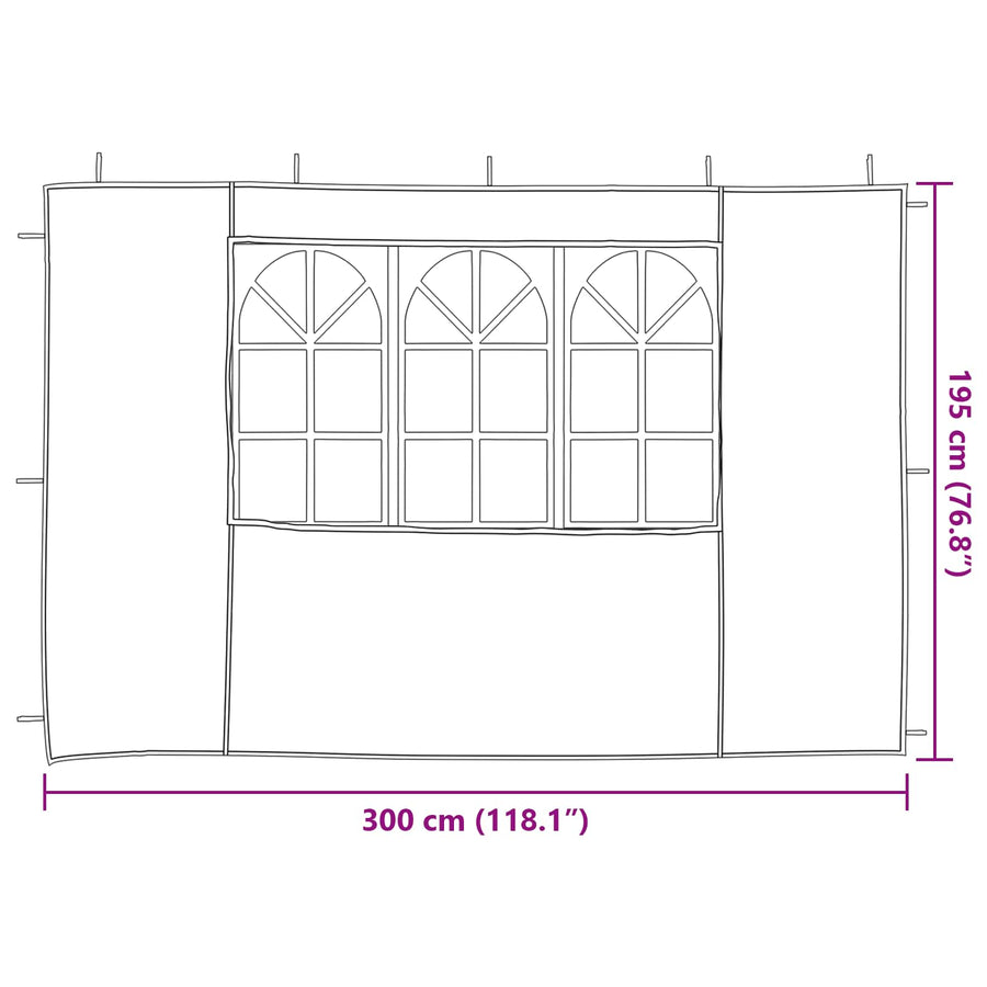 Party Tent Zijwand 2 pcs 300 x 195 cm Rood PE en staal