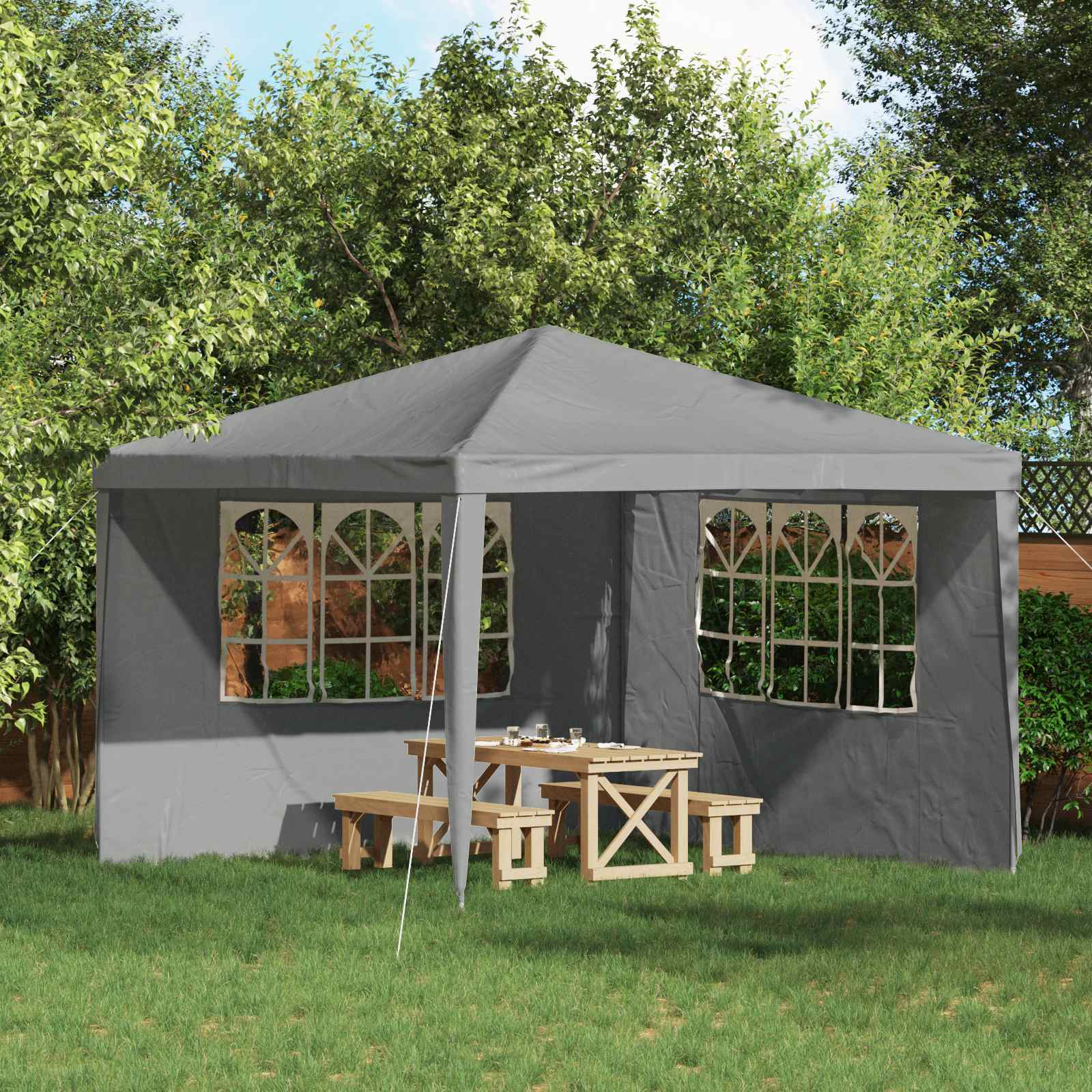 Party Tent Zijwand 2 pcs 300 x 195 cm Lichtgrijs PE en staal