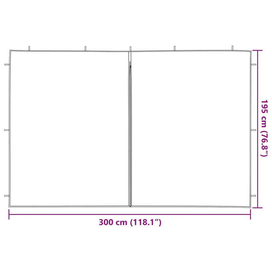 Party Tent Zijwand 2 pcs Rood 300 x 195 cm PE en staal