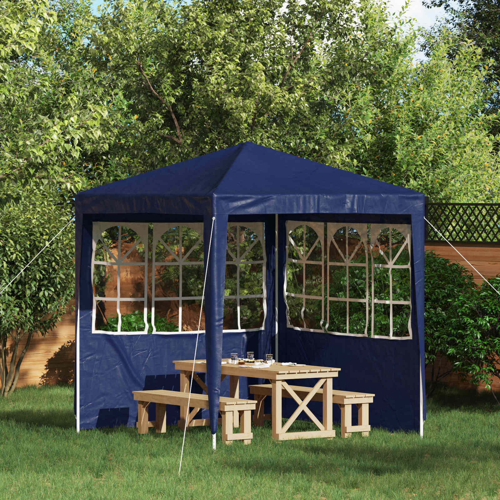 Party Tent Zijwand 2 pcs 200 x 195 cm Blauw PE en staal