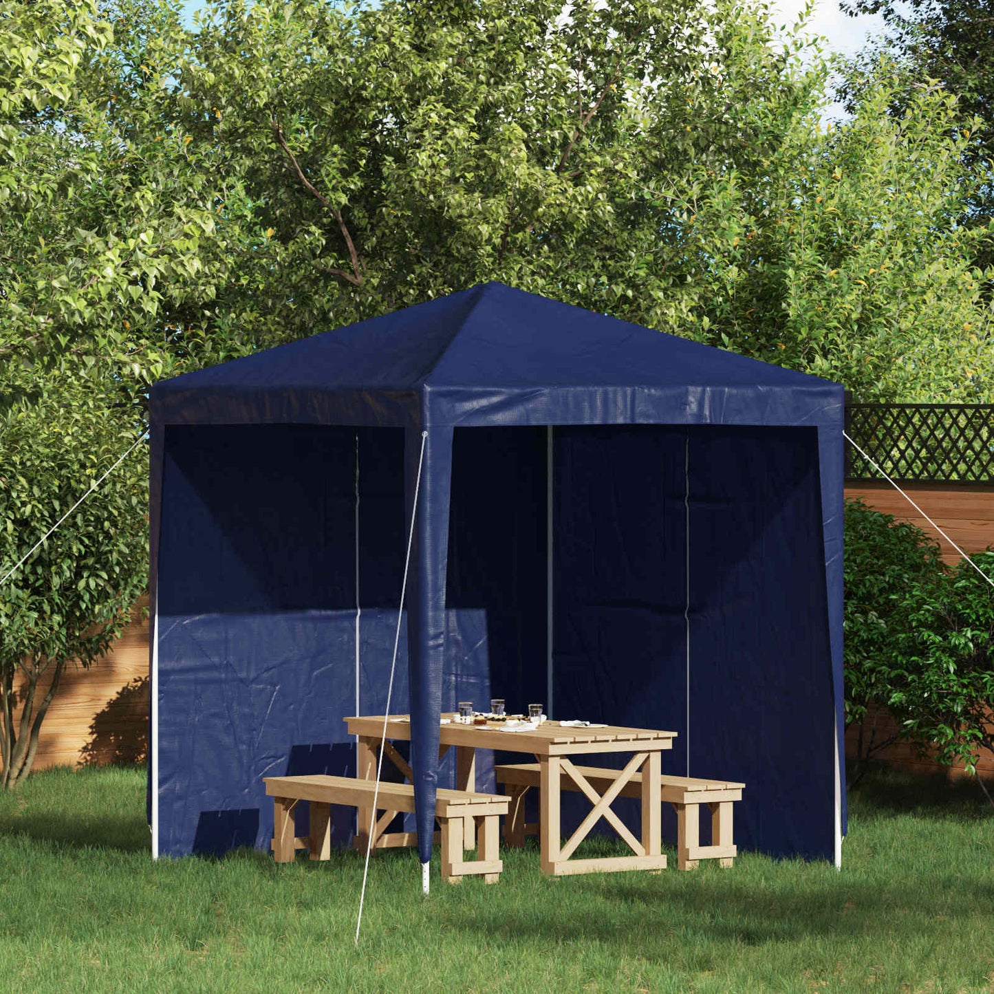 Party Tent Zijwand 2 pcs Blauw 200 x 195 cm PE en staal