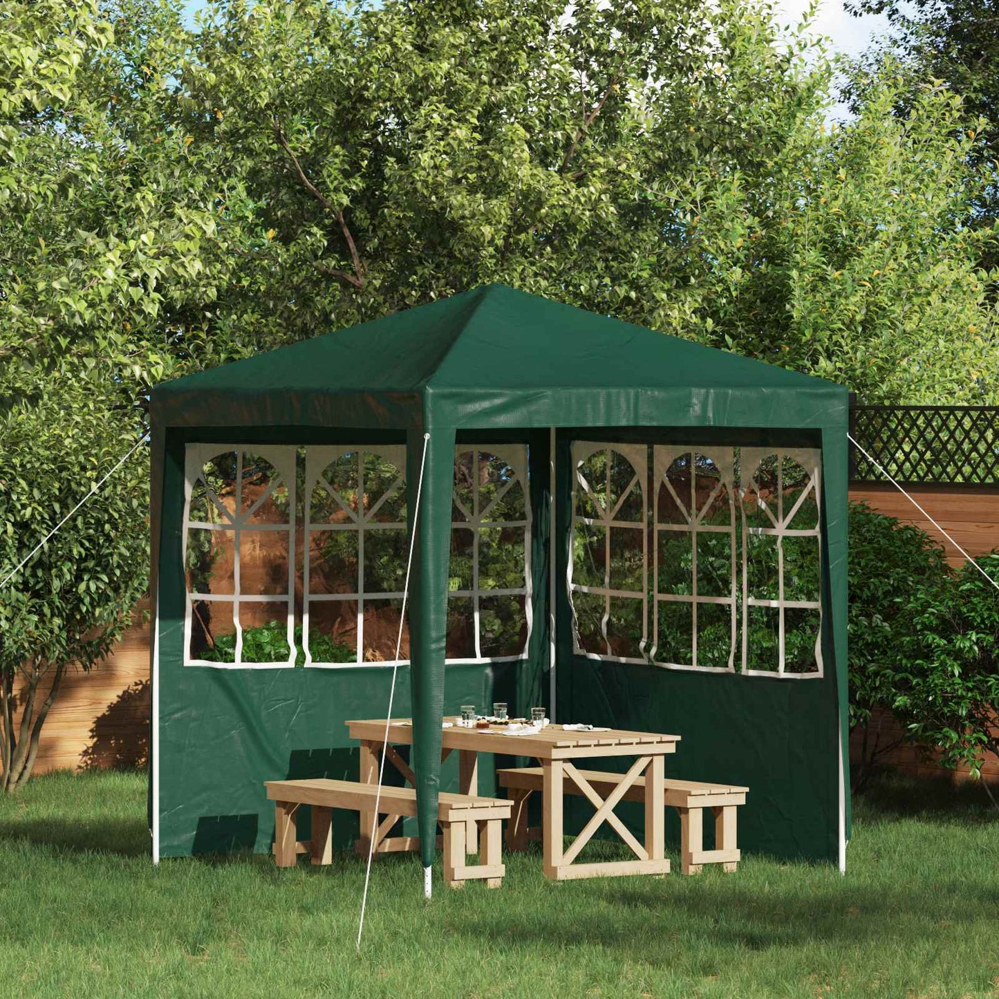 Party Tent Zijwand 2 pcs 200 x 195 cm Groen PE en staal