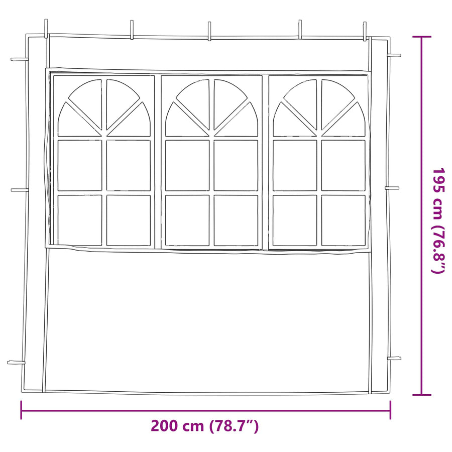 Party Tent Zijwand 2 pcs 200 x 195 cm Groen PE en staal