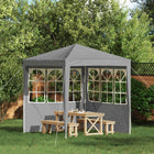 Partytent zijwand 2 stuks 200x195 cm lichtgrijs PE staal