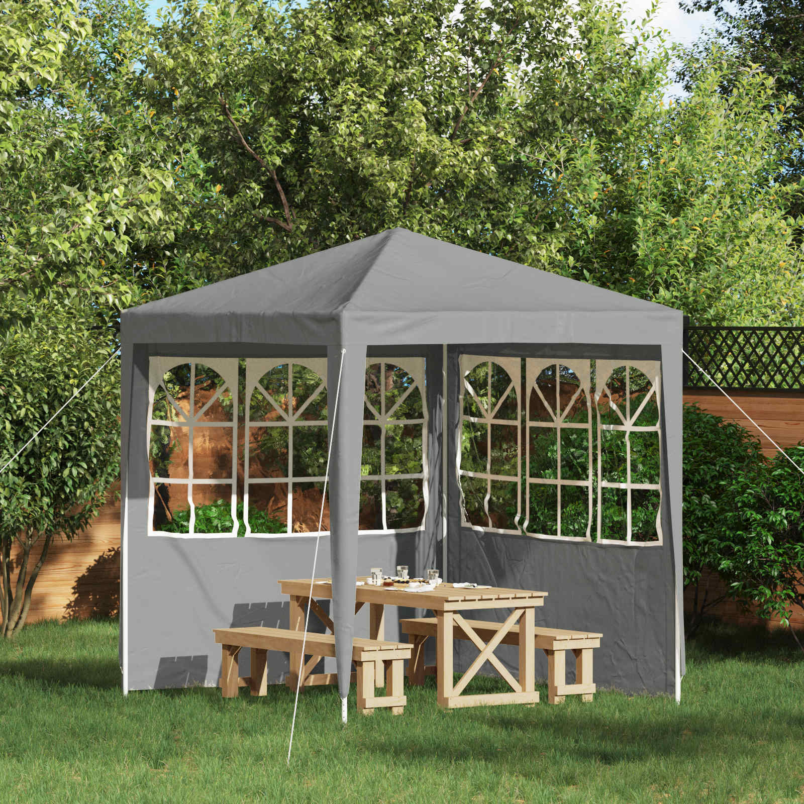 Party Tent Zijwand 2 pcs 200 x 195 cm Lichtgrijs PE en staal