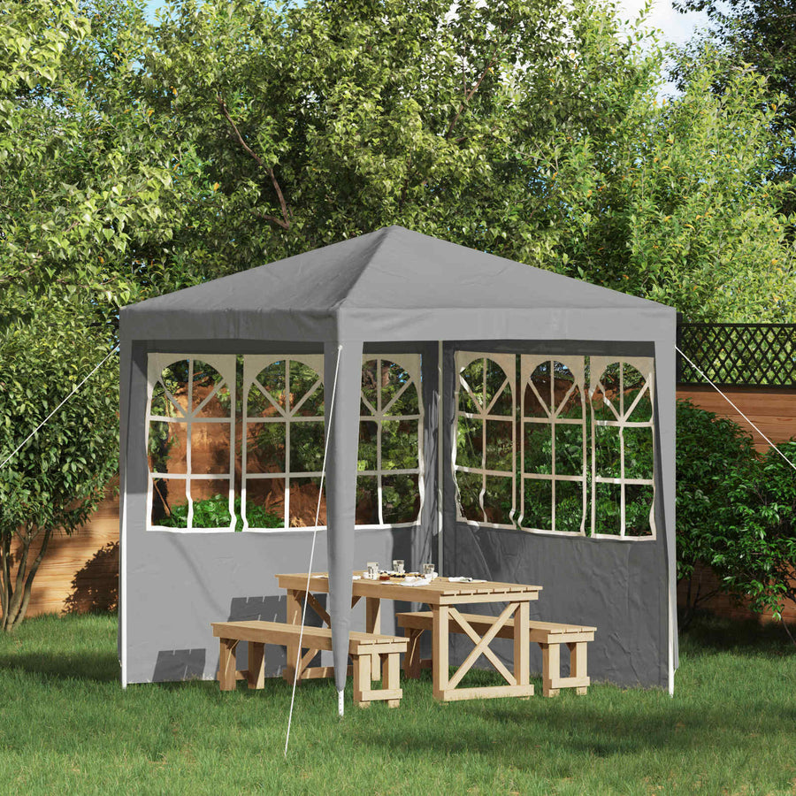 Party Tent Zijwand 2 pcs 200 x 195 cm Lichtgrijs PE en staal
