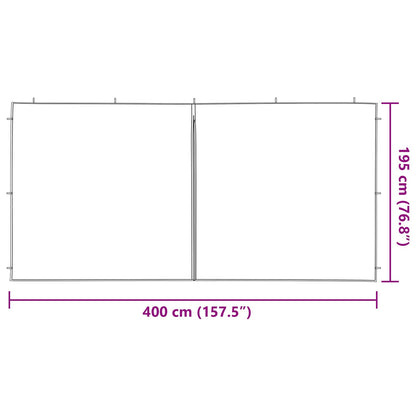 Party Tent Zijwand 2 pcs Wit 400 x 195 cm PE en staal