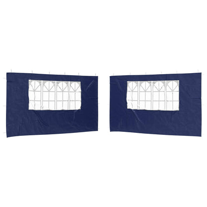 Party Tent Zijwand 2 pcs 400 x 195 cm Blauw PE en staal