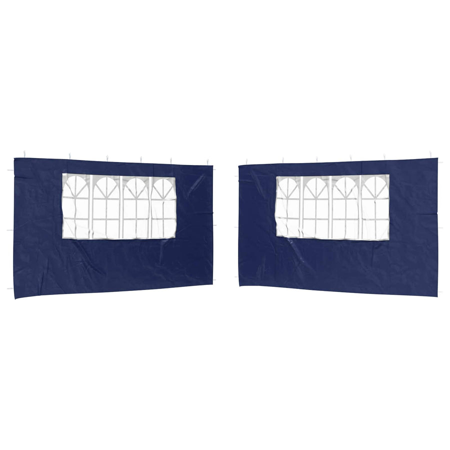 Party Tent Zijwand 2 pcs 400 x 195 cm Blauw PE en staal