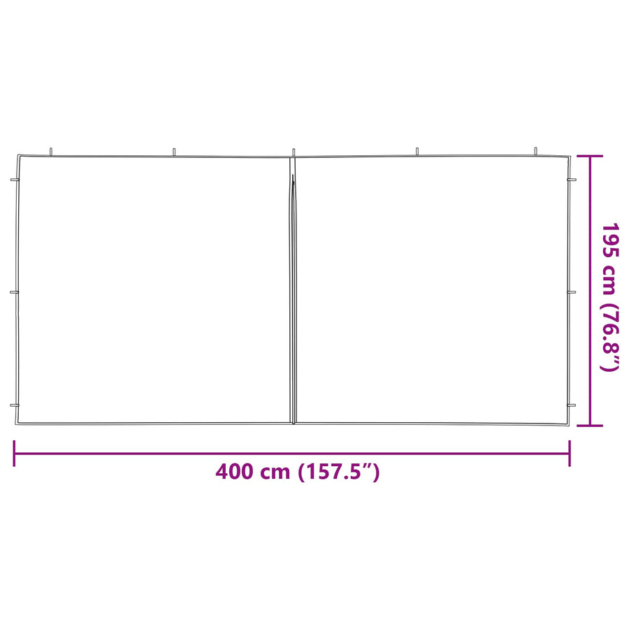 Party Tent Zijwand 2 pcs Blauw 400 x 195 cm PE en staal