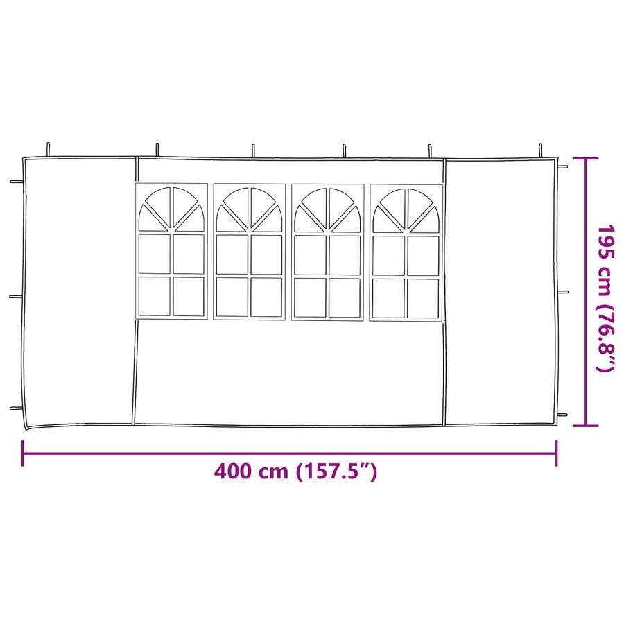 Party Tent Zijwand 2 pcs 400 x 195 cm Groen PE en staal