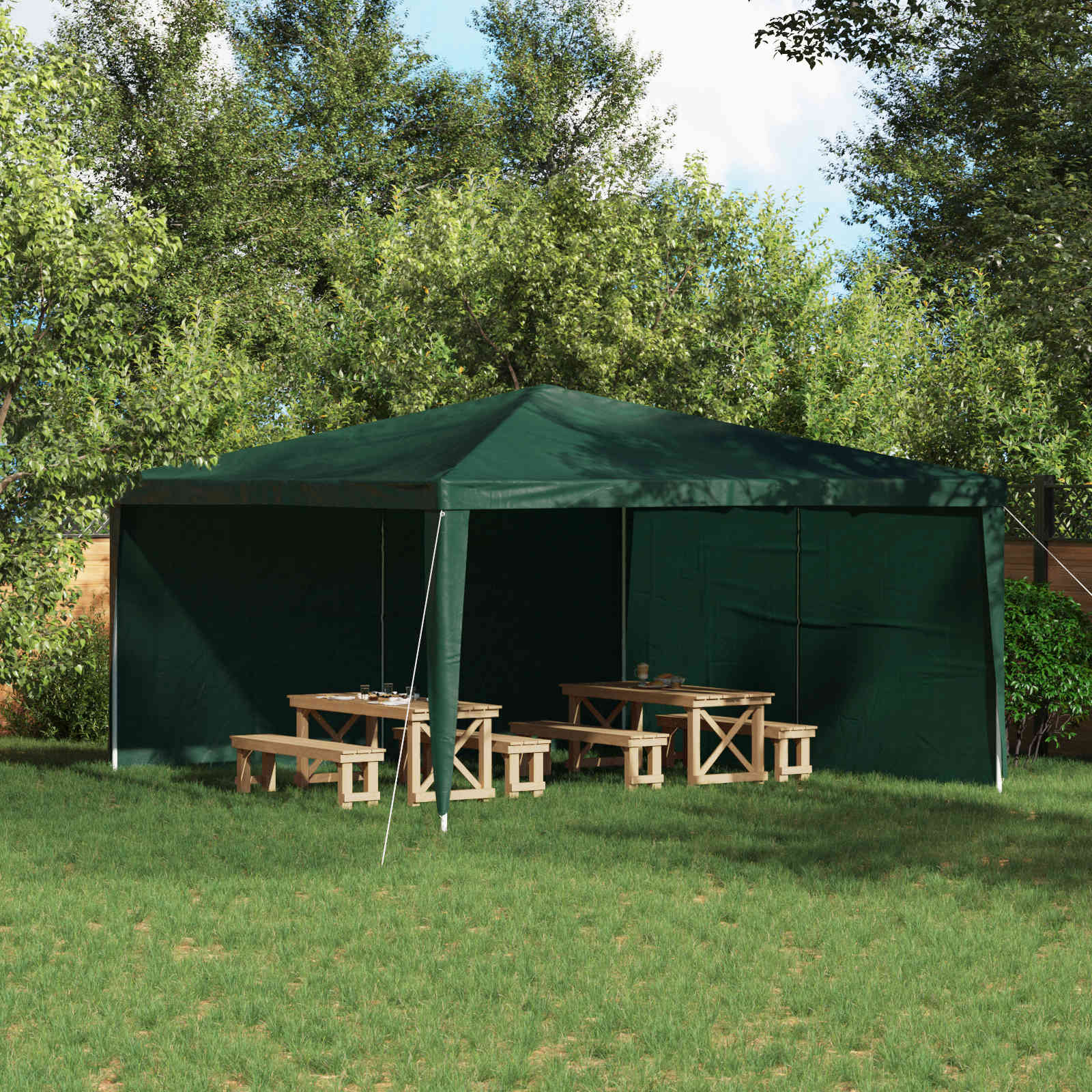 Party Tent Zijwand 2 pcs Groen 400 x 195 cm PE en staal