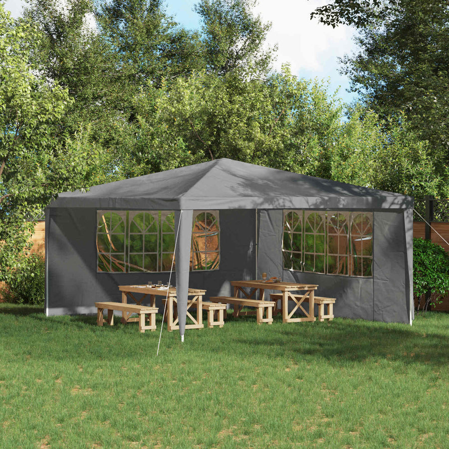 Party Tent Zijwand 2 pcs 400 x 195 cm Lichtgrijs PE en staal