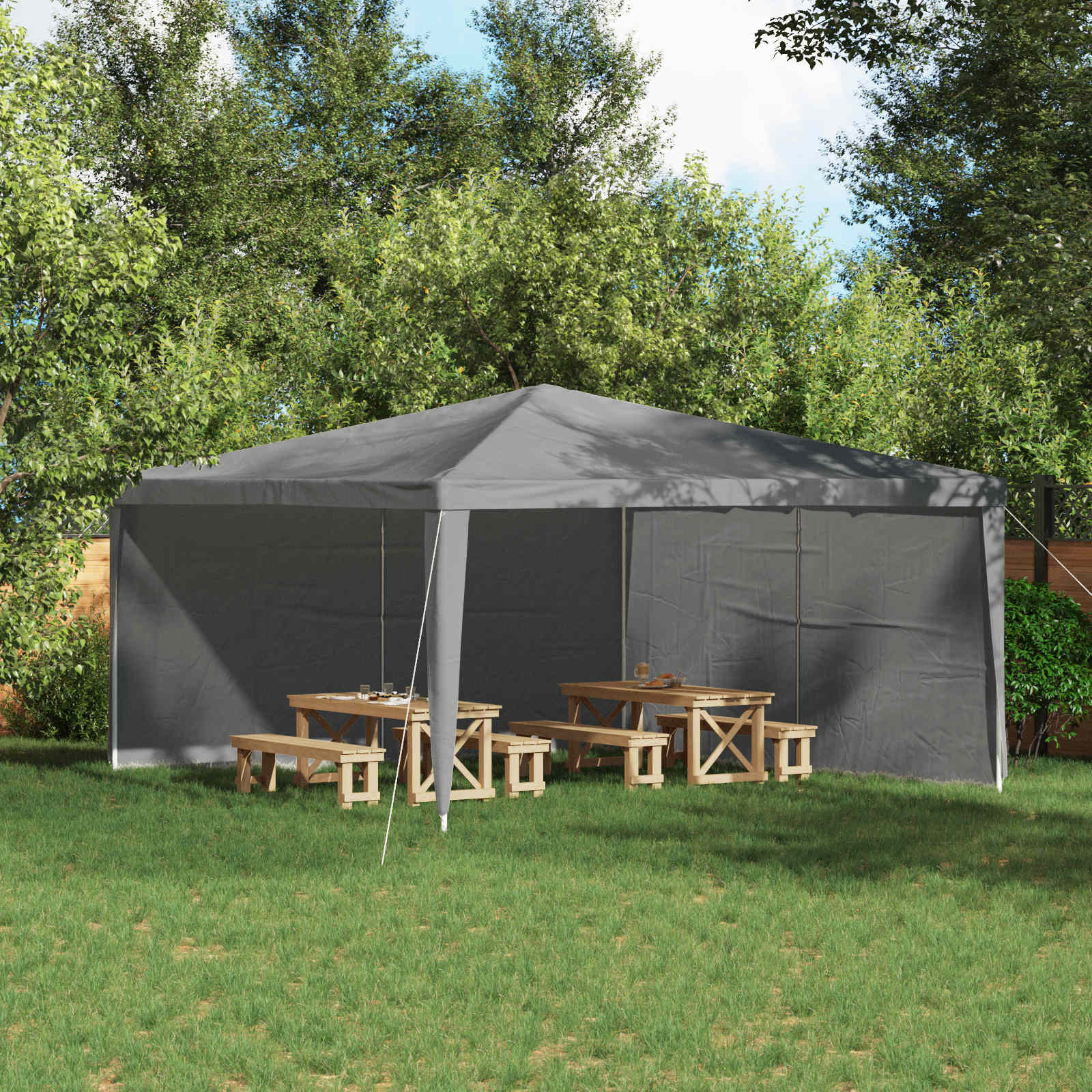 Party Tent Zijwand 2 pcs Lichtgrijs 400 x 195 cm PE en staal