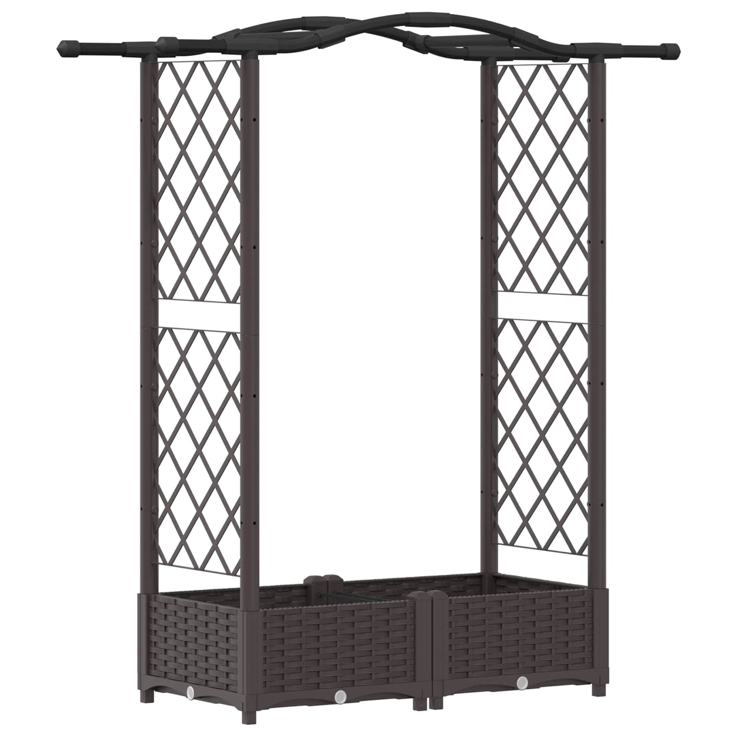 Verhoogd Bed met Trellis en Dak Bruin 124 x 40 x 125 cm PP