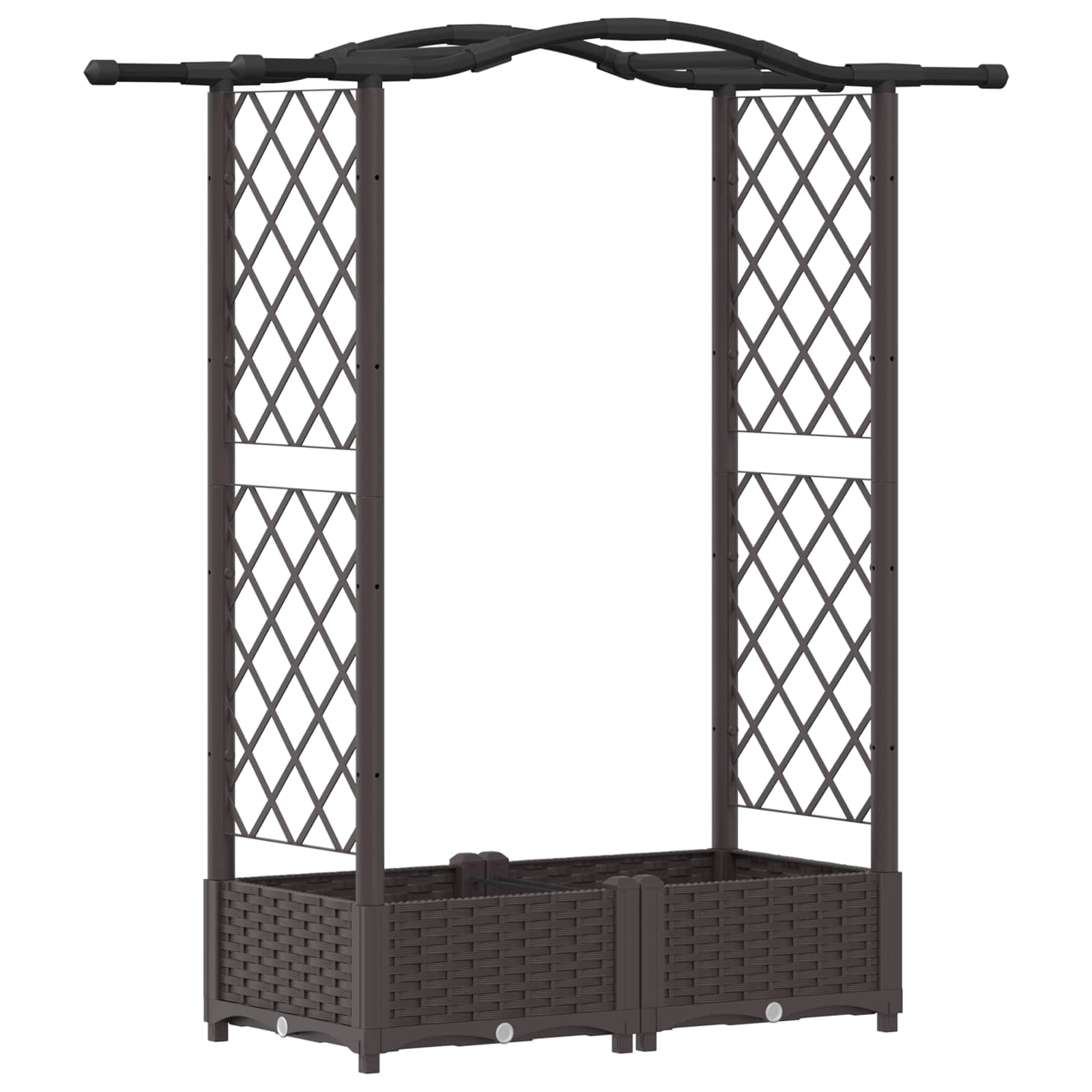 Verhoogd Bed met Trellis en Dak Bruin 124 x 40 x 125 cm PP