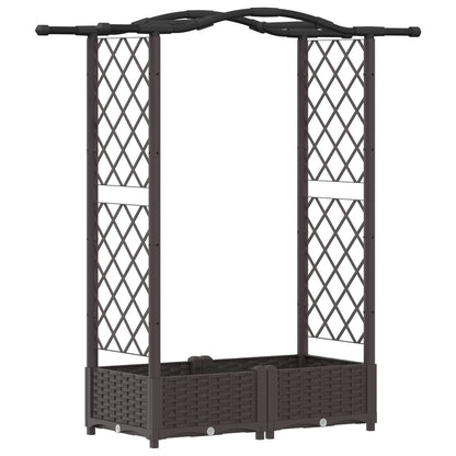 Verhoogd Bed met Trellis en Dak Bruin 124 x 40 x 125 cm PP