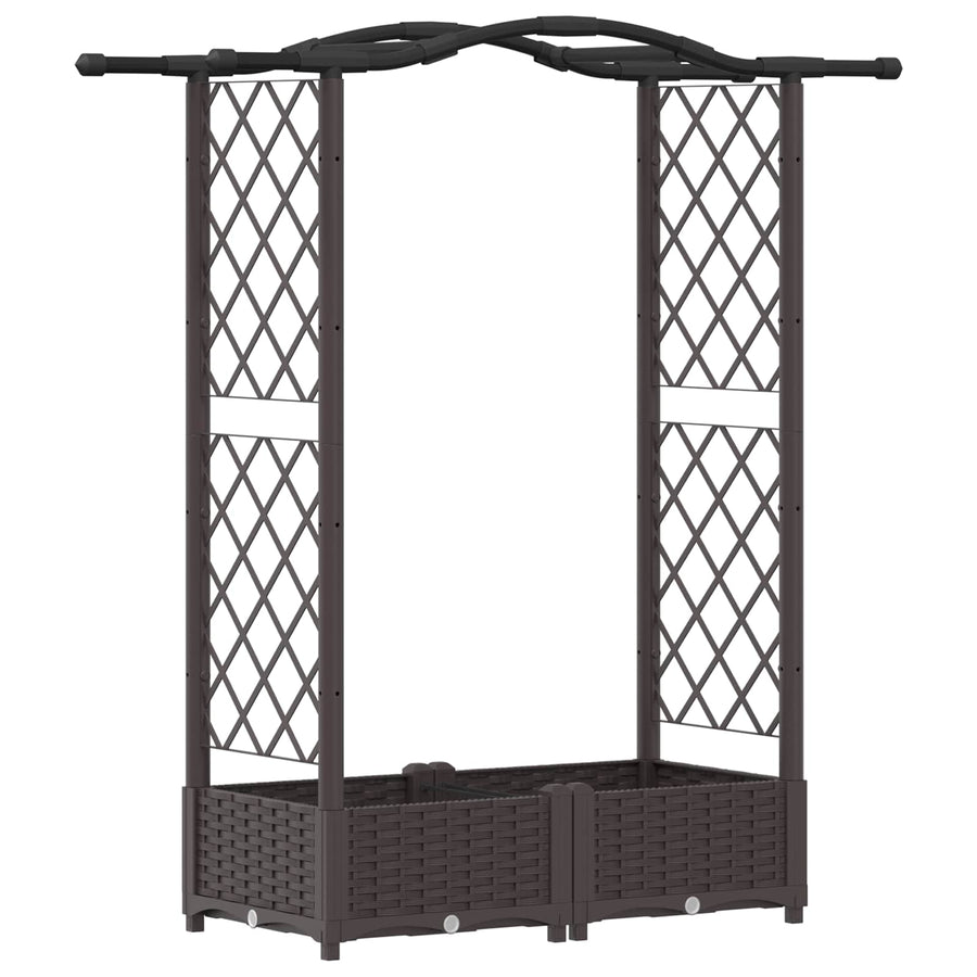 Verhoogd Bed met Trellis en Dak Bruin 124 x 40 x 125 cm PP