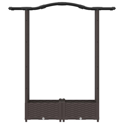 Verhoogd Bed met Trellis en Dak Bruin 124 x 40 x 125 cm PP