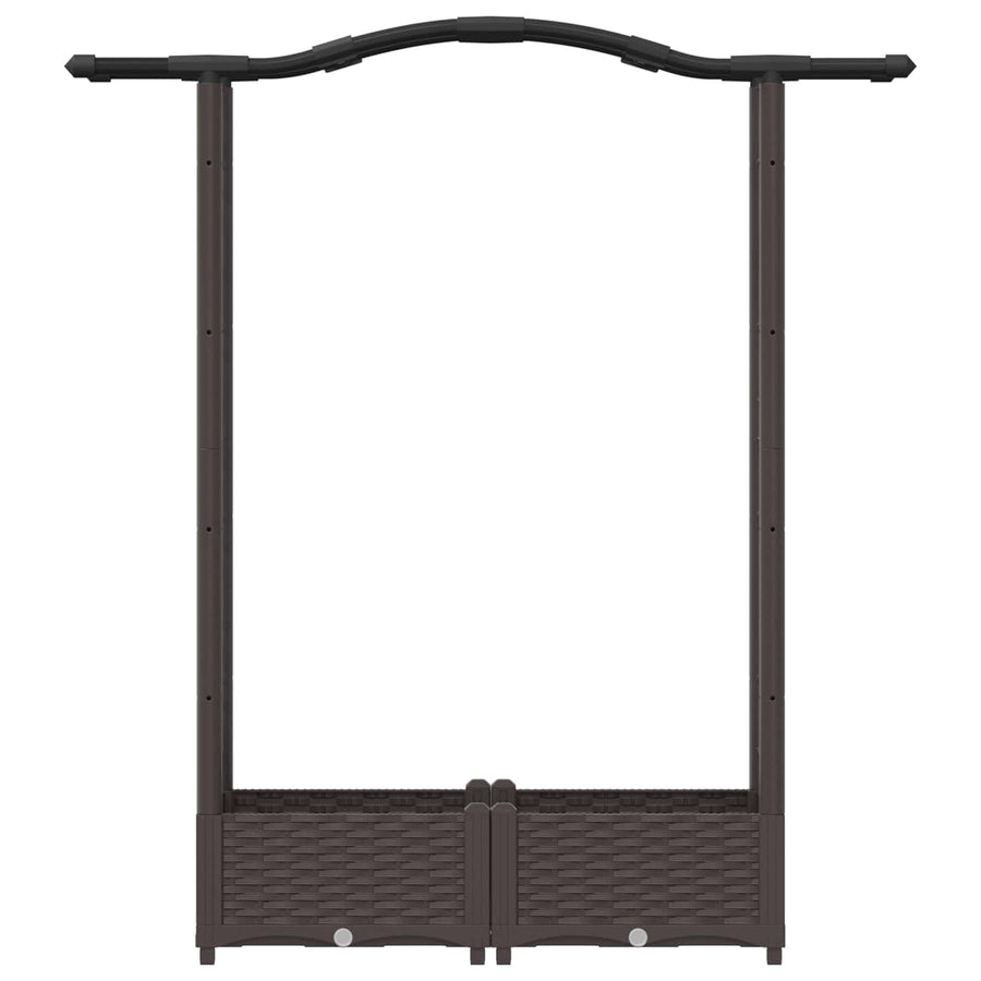 Verhoogd Bed met Trellis en Dak Bruin 124 x 40 x 125 cm PP