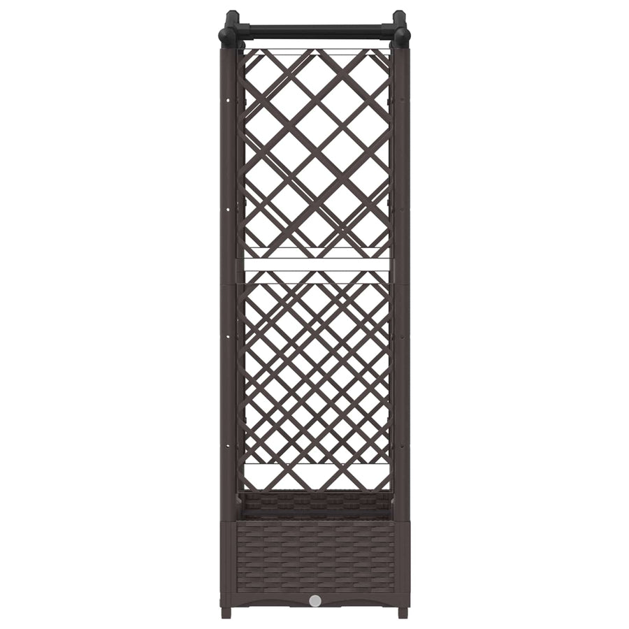 Verhoogd Bed met Trellis en Dak Bruin 124 x 40 x 125 cm PP