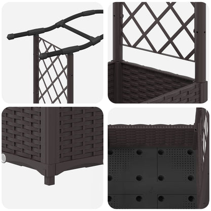 Verhoogd Bed met Trellis en Dak Bruin 169 x 40 x 125 cm PP