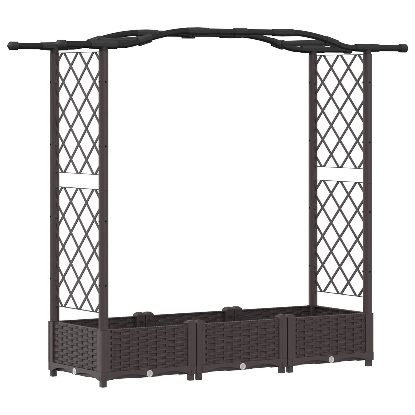 Verhoogd Bed met Trellis en Dak Bruin 169 x 40 x 125 cm PP