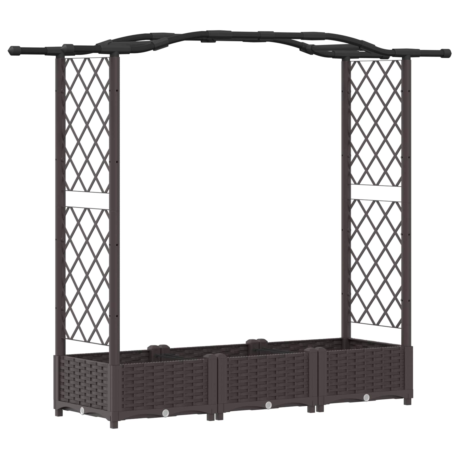 Verhoogd Bed met Trellis en Dak Bruin 169 x 40 x 125 cm PP