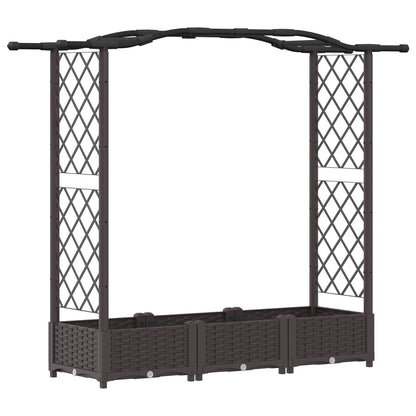Verhoogd Bed met Trellis en Dak Bruin 169 x 40 x 125 cm PP