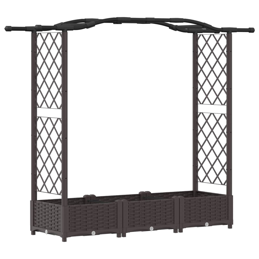 Verhoogd Bed met Trellis en Dak Bruin 169 x 40 x 125 cm PP