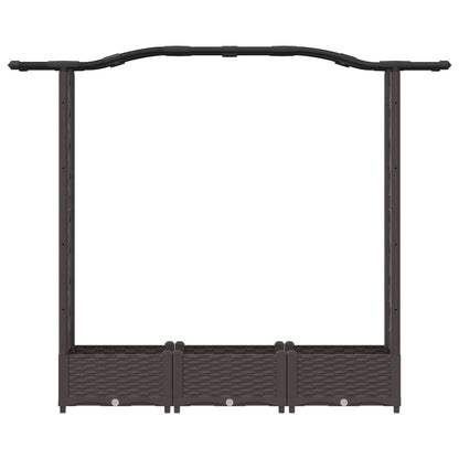 Verhoogd Bed met Trellis en Dak Bruin 169 x 40 x 125 cm PP