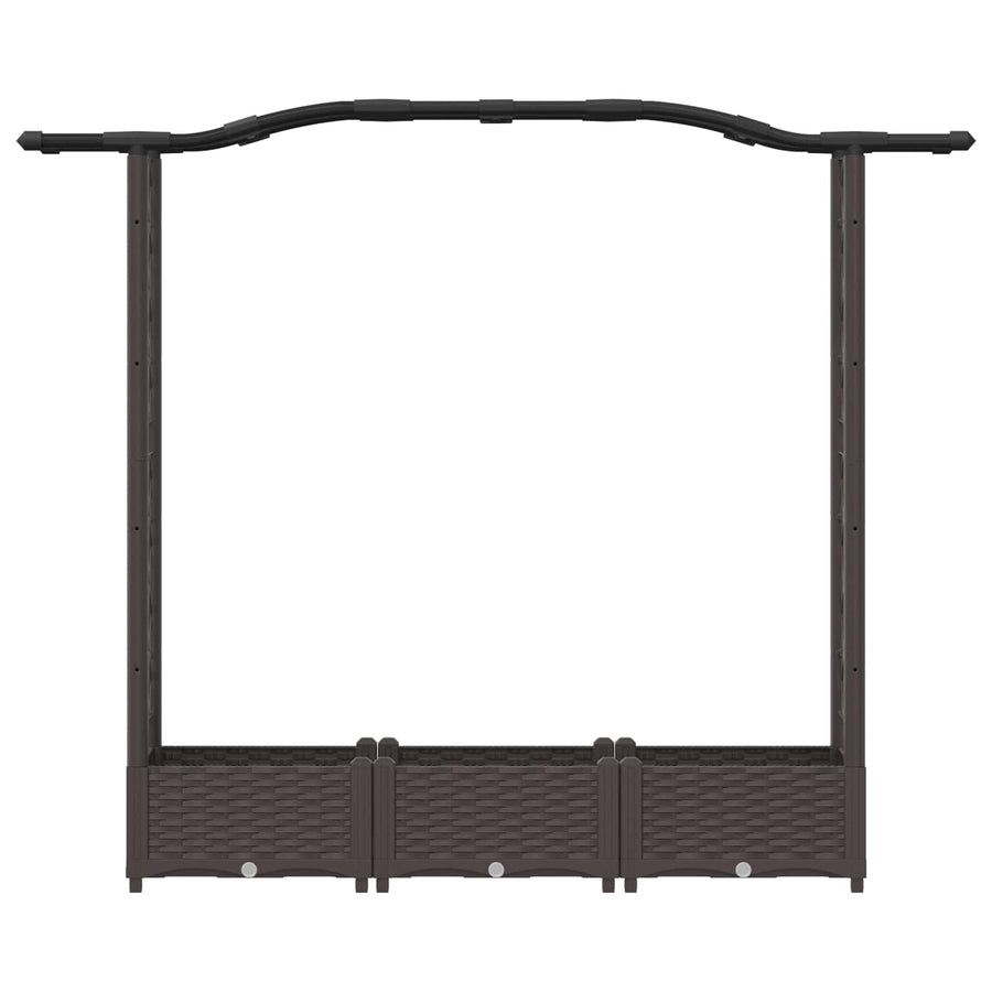 Verhoogd Bed met Trellis en Dak Bruin 169 x 40 x 125 cm PP